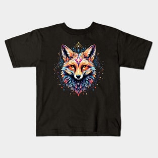 An Abstract Geometrical And Colorful Fox Design Kids T-Shirt